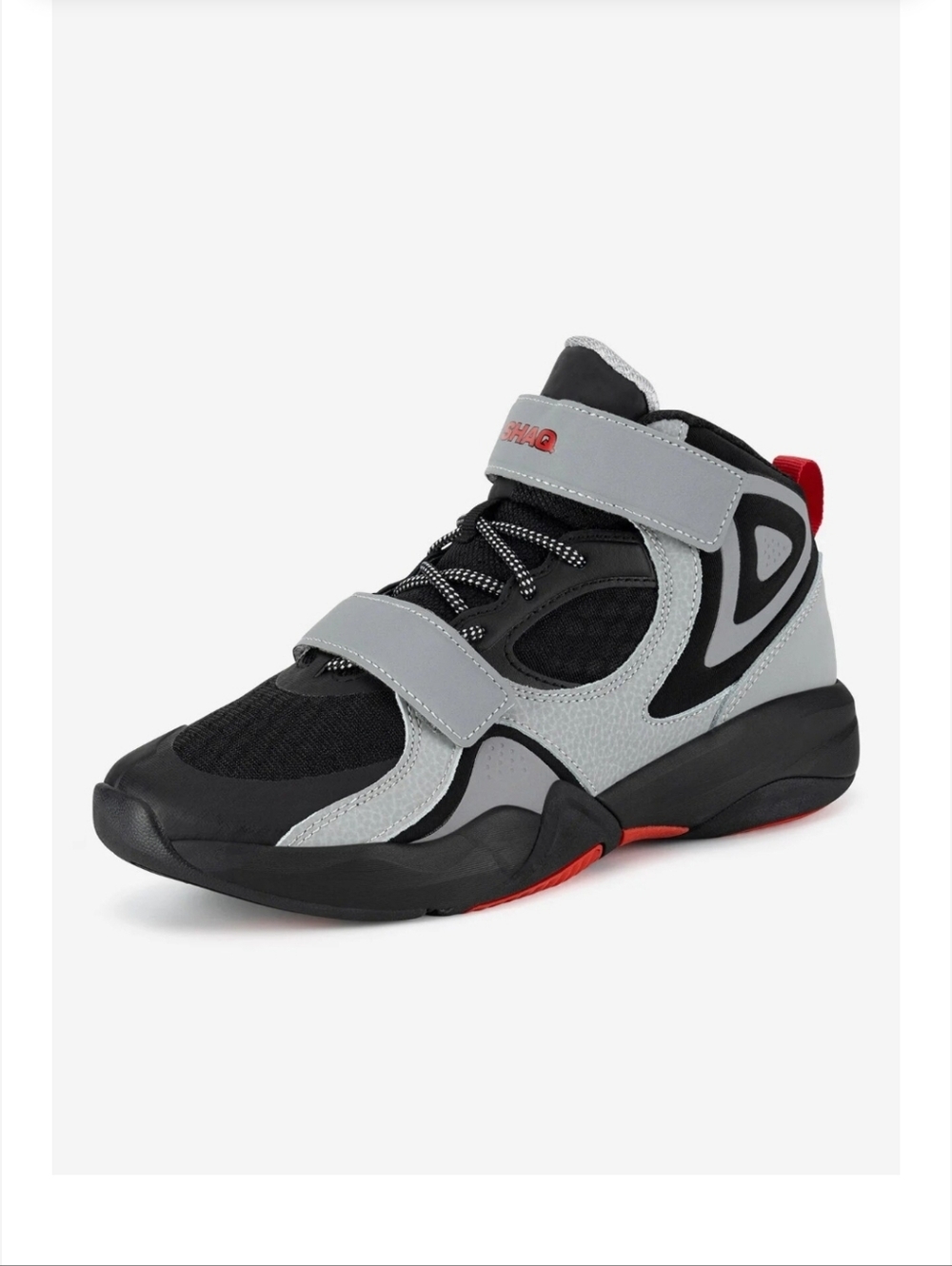 SHAQ Kids' Gray and Black High-Top Sneakers with Red Accent